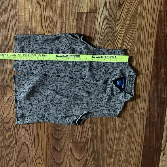 EUC Ann Taylor 100% Silk Dark Brown and Tan Sleeveless Button Down Blouse - Picture 7 of 7